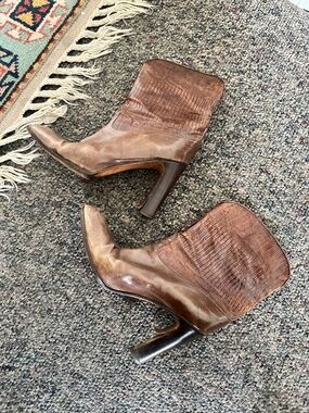 Vintage Vero Cuoio Handmade in Italy Leather High Heeled Booties Size 39